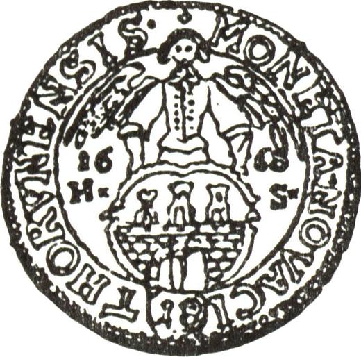 Реверс монеты - Орт (18 грошей) 1668 года HS "Торунь" - цена серебряной монеты - Польша, Ян II Казимир