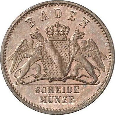 Аверс монеты - 1/2 крейцера 1865 года - цена  монеты - Баден, Фридрих I