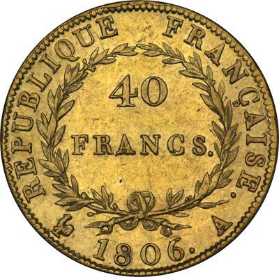 Reverse 40 Francs 1806 A "Type 1806-1807" Paris - France, Napoleon I