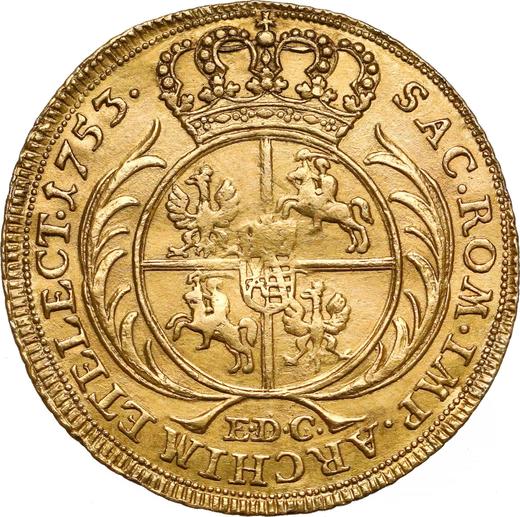 Reverso 2 ducados 1753 EDC "de Corona" - valor de la moneda de oro - Polonia, Augusto III