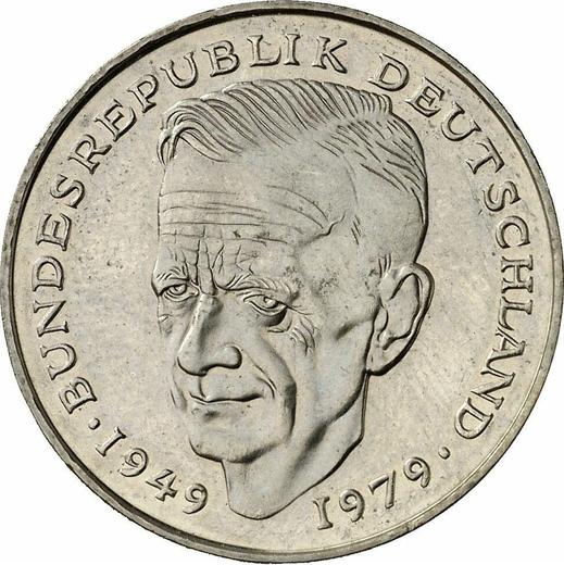 Obverse 2 Mark 1988 D "Kurt Schumacher" -  Coin Value - Germany, FRG