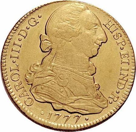 Аверс монеты - 4 эскудо 1777 года P SF - цена золотой монеты - Колумбия, Карл III