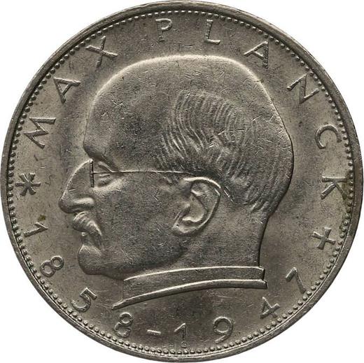 Аверс монеты - 2 марки 1971 года F "Планк" - цена  монеты - Германия, ФРГ