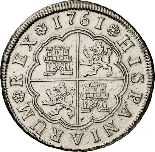 Реверс монеты - 4 реала 1761 года S JV - цена серебряной монеты - Испания, Карл III