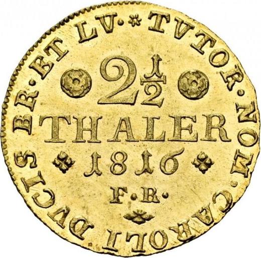 Reverse 2 1/2 Thaler 1816 FR - Gold Coin Value - Brunswick-Wolfenbüttel, Charles II