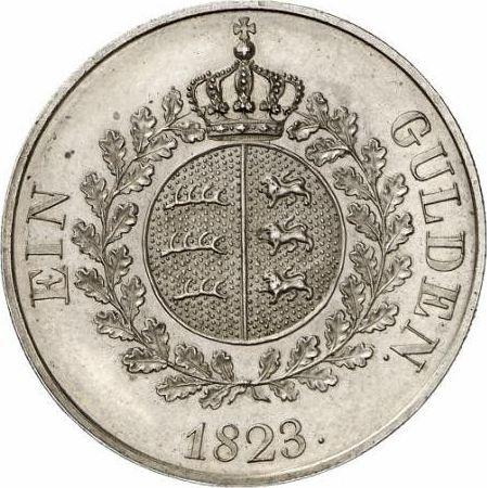 Реверс монеты - Пробный 1 гульден 1823 года PB - цена серебряной монеты - Вюртемберг, Вильгельм I