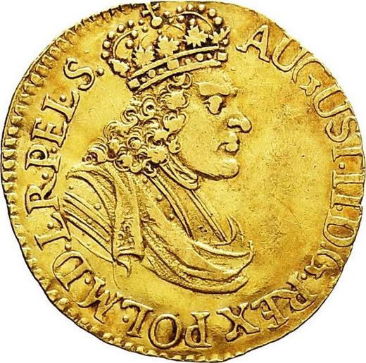 Аверс монеты - Дукат 1698 года "Гданьский" Большой портрет - цена золотой монеты - Польша, Август II Сильный
