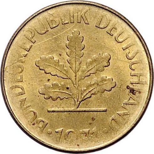 Реверс монеты - 10 пфеннигов 1950-2001 года Покрытие только с одной стороны - цена  монеты - Германия, ФРГ