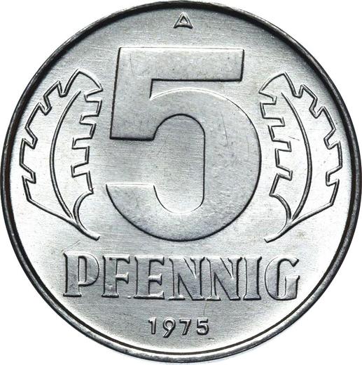 Anverso 5 Pfennige 1975 A - valor de la moneda  - Alemania, República Democrática Alemana (RDA)
