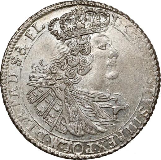 Аверс монеты - Орт (18 грошей) 1760 года REOE "Гданьский" - цена серебряной монеты - Польша, Август III