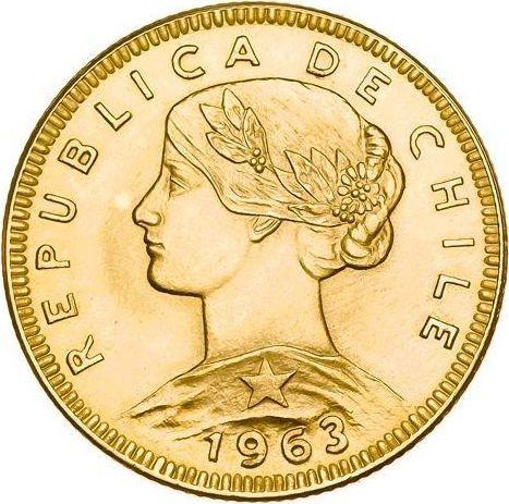 Awers monety - 100 peso 1963 So - cena złotej monety - Chile, Republika (Po denominacji)