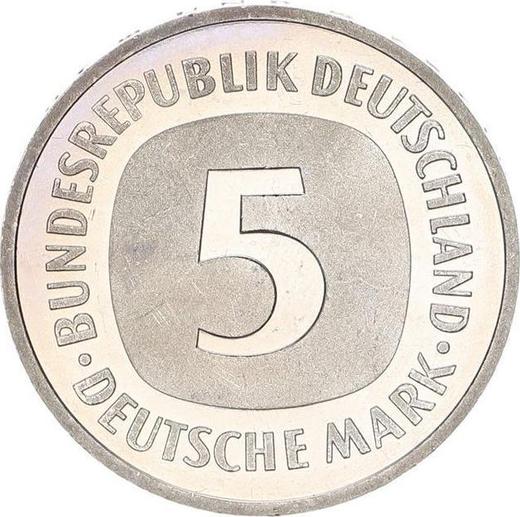 Anverso 5 marcos 1986 F - valor de la moneda  - Alemania, RFA