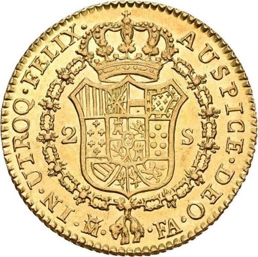 Реверс монеты - 2 эскудо 1807 года M FA - цена золотой монеты - Испания, Карл IV