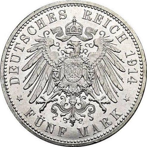Reverso 5 marcos 1914 A "Anhalt" Bodas de plata - valor de la moneda de plata - Alemania, Imperio alemán