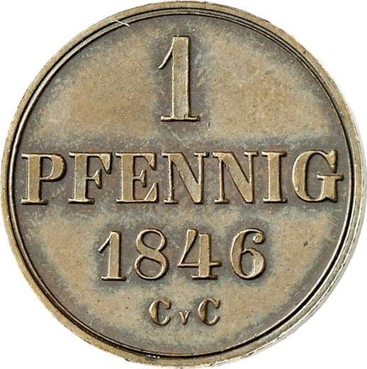 Реверс монеты - Пробный 1 пфенниг 1846 года CvC - цена  монеты - Брауншвейг-Вольфенбюттель, Вильгельм