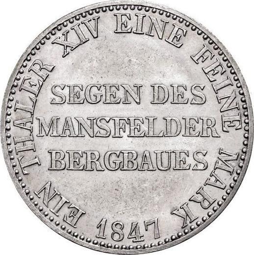 Reverse Thaler 1847 A "Mining" - Silver Coin Value - Prussia, Frederick William IV