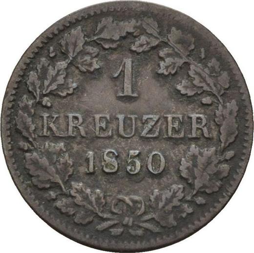 Реверс монеты - 1 крейцер 1850 года - цена серебряной монеты - Вюртемберг, Вильгельм I