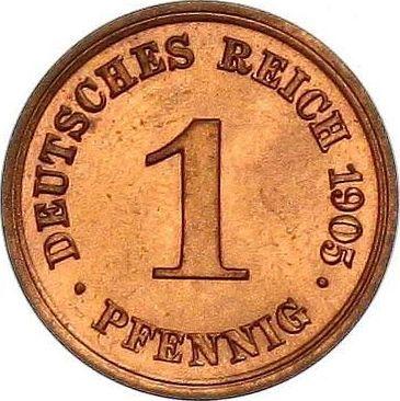 Аверс монеты - 1 пфенниг 1905 года E "Тип 1890-1916" - цена  монеты - Германия, Германская Империя