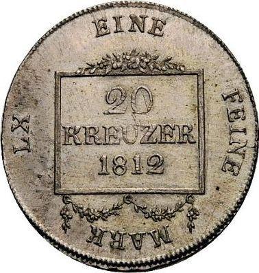 Реверс монеты - 20 крейцеров 1812 года - цена серебряной монеты - Саксен-Мейнинген, Бернгард II