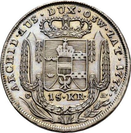Реверс монеты - 15 крейцеров 1775 года CA "Для Галиции" - цена серебряной монеты - Польша, Австрийское правление