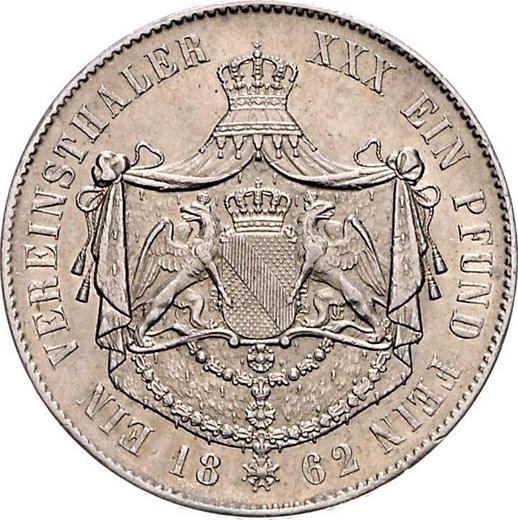 Reverso Tálero 1862 - valor de la moneda de plata - Baden, Federico I
