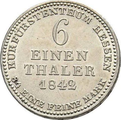 Rewers monety - 1/6 talara 1842 - cena srebrnej monety - Hesja-Kassel, Wilhelm II