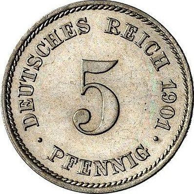 Аверс монеты - 5 пфеннигов 1901 года E "Тип 1890-1915" - цена  монеты - Германия, Германская Империя