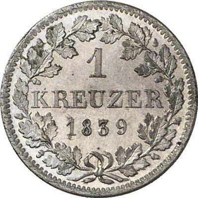 Реверс монеты - 1 крейцер 1839 года - цена серебряной монеты - Бавария, Людвиг I