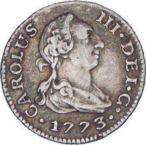 Аверс монеты - 1/2 реала 1773 года M PJ - цена серебряной монеты - Испания, Карл III