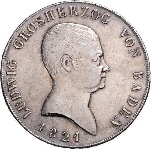 Аверс монеты - Талер 1821 года - цена серебряной монеты - Баден, Людвиг I