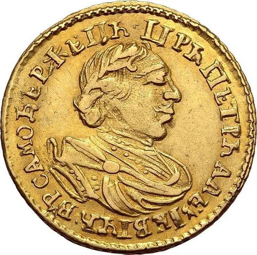 Anverso 2 rublos 1720 "Retrato en arnés" "САМОДЕРЖЕЦЪ" - valor de la moneda de oro - Rusia, Pedro I