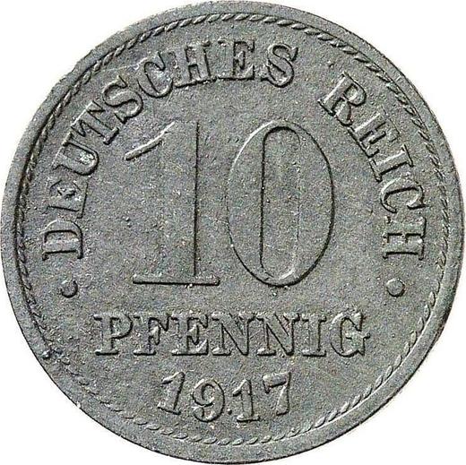 Аверс монеты - 10 пфеннигов 1917 года "Тип 1916-1922" Без знака монетного двора - цена  монеты - Германия, Германская Империя