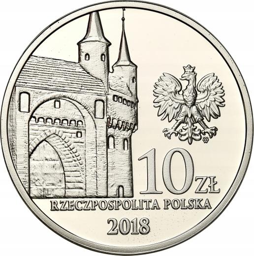 Anverso 10 eslotis 2018 "760 aniversario de la Sociedad de Tiro de Cracovia" - valor de la moneda de plata - Polonia, República moderna