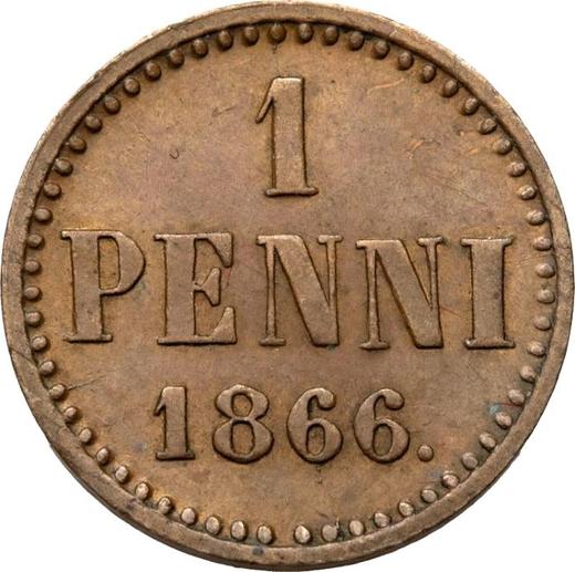 Rewers monety - 1 penni 1866 - cena  monety - Finlandia, Wielkie Księstwo
