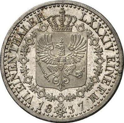 Rewers monety - 1/6 talara 1837 A - cena srebrnej monety - Prusy, Fryderyk Wilhelm III