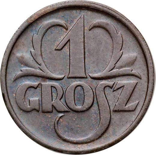 Реверс монеты - 1 грош 1935 года WJ - цена  монеты - Польша, II Республика
