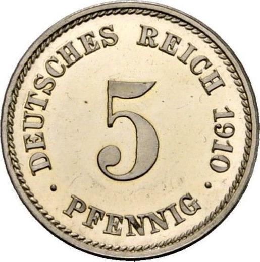 Аверс монеты - 5 пфеннигов 1910 года E "Тип 1890-1915" - цена  монеты - Германия, Германская Империя