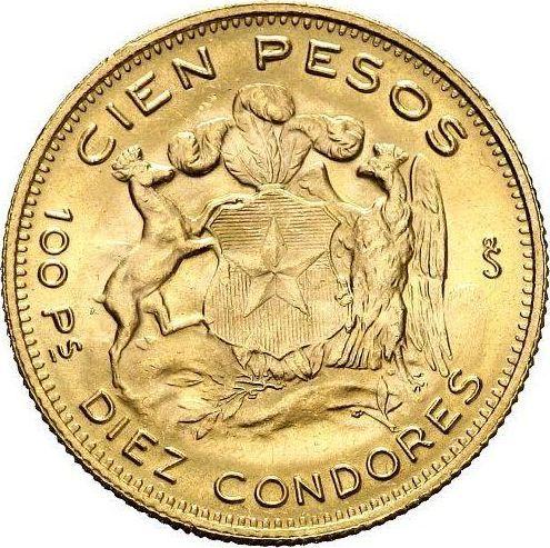 Реверс монеты - 100 песо 1974 года So - цена золотой монеты - Чили, Республика