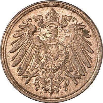 Reverso 1 Pfennig 1899 D "Tipo 1890-1916" - valor de la moneda  - Alemania, Imperio alemán