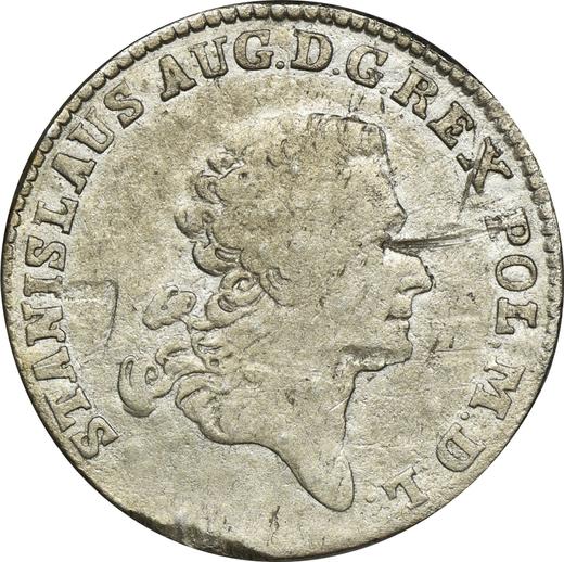 Аверс монеты - Злотовка (4 гроша) 1768 года IS - цена серебряной монеты - Польша, Станислав II Август