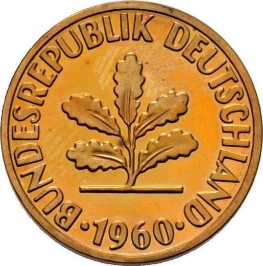 Реверс монеты - 2 пфеннига 1960 года F - цена  монеты - Германия, ФРГ