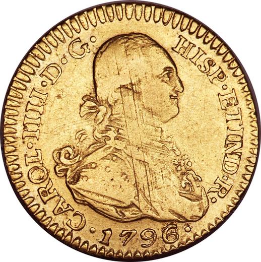 Аверс монеты - 1 эскудо 1796 года PTS PP - цена золотой монеты - Боливия, Карл IV