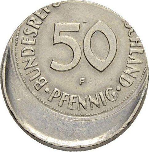 Аверс монеты - 50 пфеннигов 1949-2001 года Смещение штемпеля - цена  монеты - Германия, ФРГ
