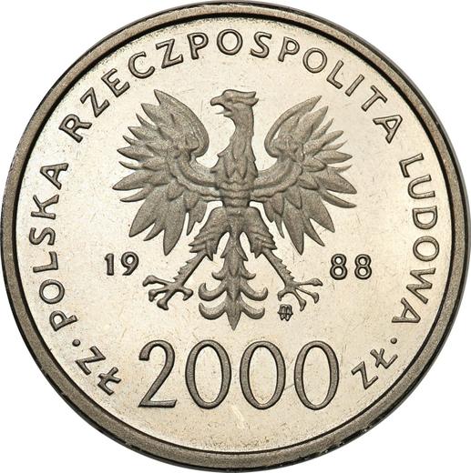 Obverse Pattern 2000 Zlotych 1988 MW ET "John Paul II - 10 years pontification" Nickel -  Coin Value - Poland, Peoples Republic