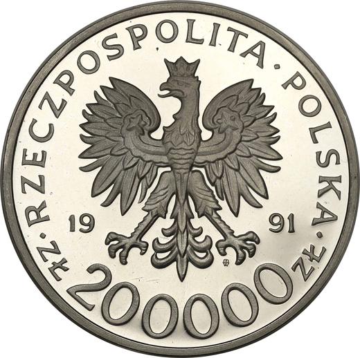 Awers monety - 200000 złotych 1991 MW "Leopold Okulicki 'Niedzwiadek'" - cena srebrnej monety - Polska, III RP przed denominacją