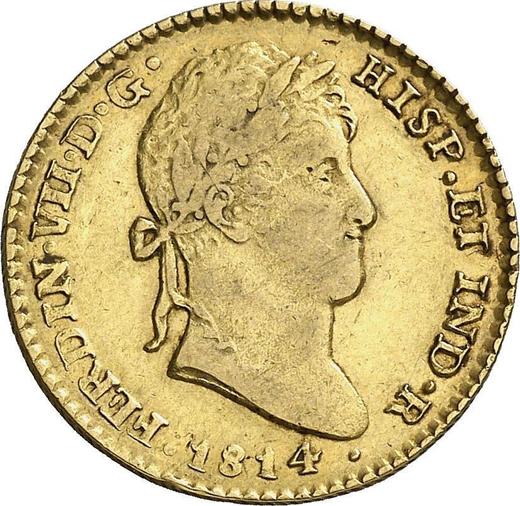 Аверс монеты - 2 эскудо 1814 года Mo HJ - цена золотой монеты - Мексика, Фердинанд VII