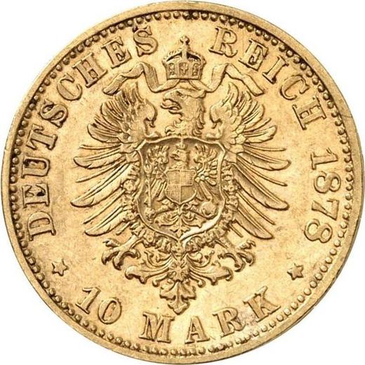 Реверс монеты - 10 марок 1878 года E "Саксония" - цена золотой монеты - Германия, Германская Империя