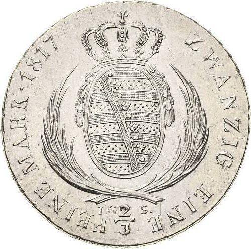 Reverso 2/3 táleros 1817 I.G.S. - valor de la moneda de plata - Sajonia, Federico Augusto I
