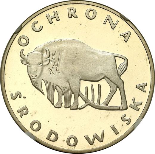 Реверс монеты - 100 злотых 1977 года MW "Зубр" Серебро - цена серебряной монеты - Польша, Народная Республика
