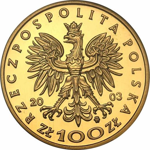 Аверс монеты - 100 злотых 2003 года MW ET "Казимир IV Ягеллончик" - цена золотой монеты - Польша, III Республика после деноминации